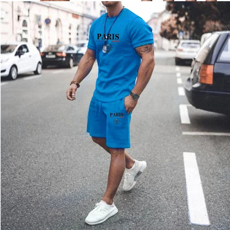 2025. Novi ljetni modni set modne odjeće-majica s kratkim rukavima i podijeljene kratke hlače s 2 komada, stilski jogging casual odjeća