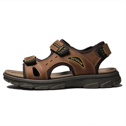 Golden Sapling Summer Shoes Genuine Leather Sandals Outdoor Men's Beach Sandals Leisure Flats Retro Footwear Men Casual Moccasin