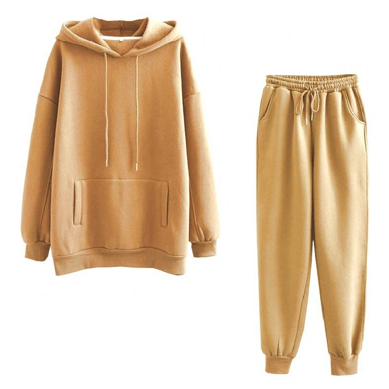 Žene tracksuit casual kapuljače dukserice hlače set salon nošenje sportskog odijela 2pcs jesenska zimska odjeća s kapuljačom zgužvane setove