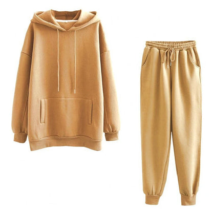 Žene tracksuit casual kapuljače dukserice hlače set salon nošenje sportskog odijela 2pcs jesenska zimska odjeća s kapuljačom zgužvane setove