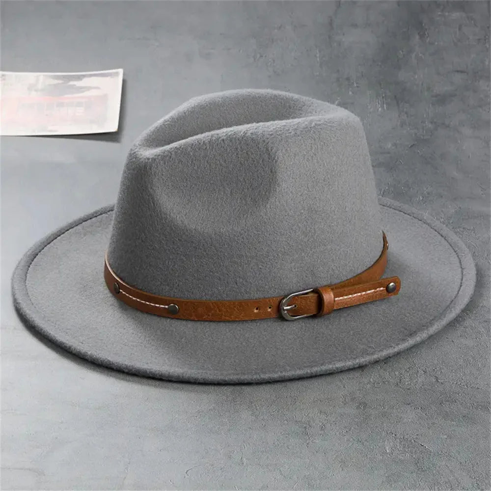 NEWWool Fedora Hat For Women Men Winter Autumn Fashion Church Jazz Hats Viking British Flat Brim Felt Hat Outdoor Casual Fedoras
