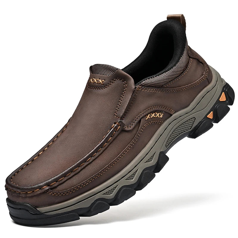 New Trend Men Genuine Leather Loafers Spring Autumn Hiking Shoes Stylish Outdoor Casual Shoes Cowhide Man Slip on Shoe Moccasins