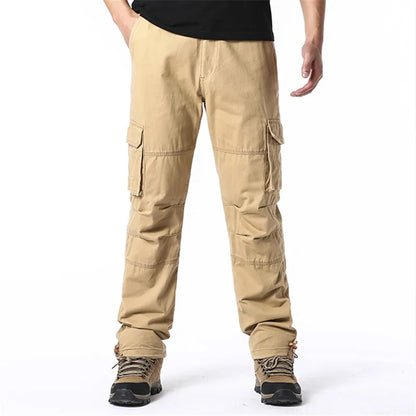Große Taschenlose Overalls Herren Outdoor Sport Jogging Tactical Hosen Elastische Taille Reine Baumwoll -Freizeithosen