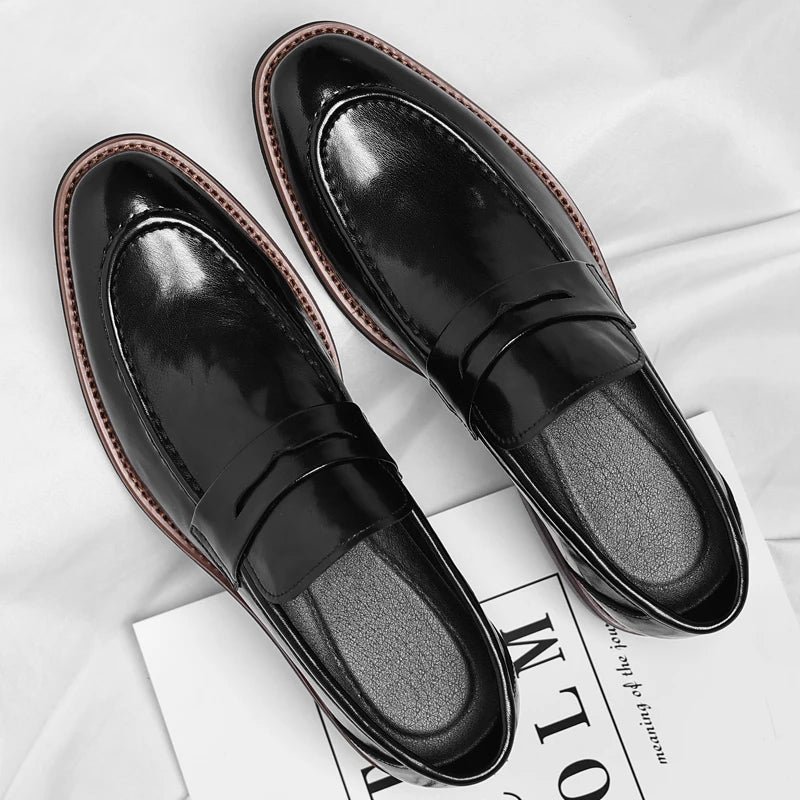 Høy kvalitet ekte skinnforretning casual sko mote komfortable myke loafers store størrelser 37-48 herre elegante festsko