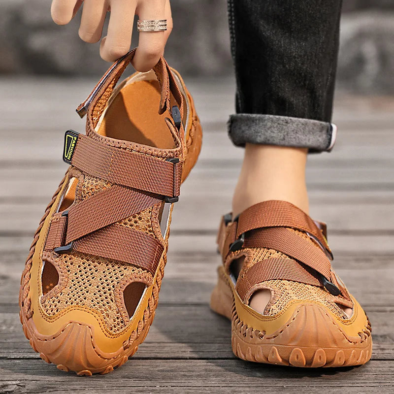 Zomermannen Sandalen Echte lederen heren Casual schoenen Outdoor Men Leer Sandalen voor mannen Strandschoenen Romeinse herenschoenen