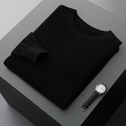 Mvlyflrt 100% puro suéter de lana merino para hombres tops de columna de cuello redondo otoño suéter de color sólido delgado versátil básico