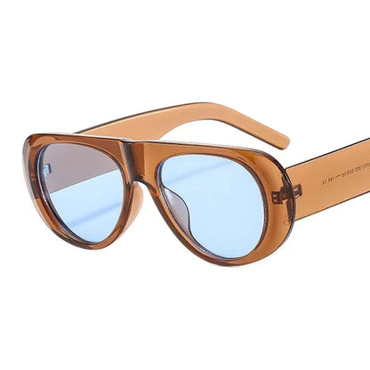 New Oval Sunglasses Women Men Stylish Brand Designer Geometric Sun Glasses Female Male Plastic Big Frame Outdoor Eyewear