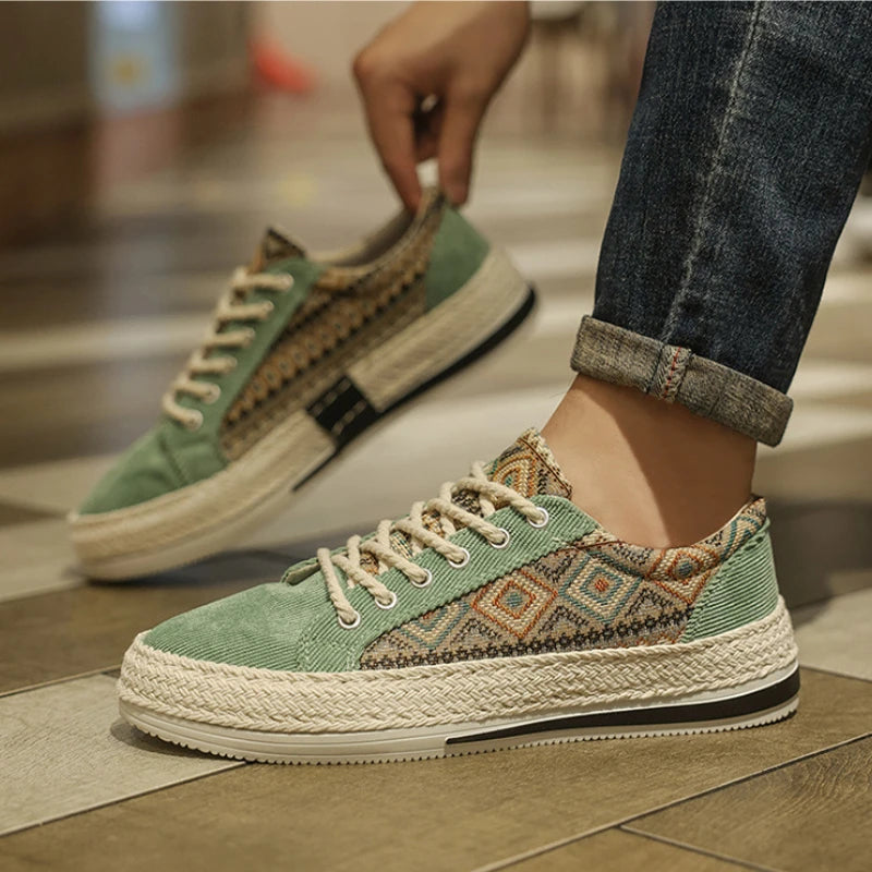 Chaussures décontractées plates pour hommes baskets en toile pour hommes Summer Souffer pêcheur en lin mocassins en tissu confortable Espadrilles