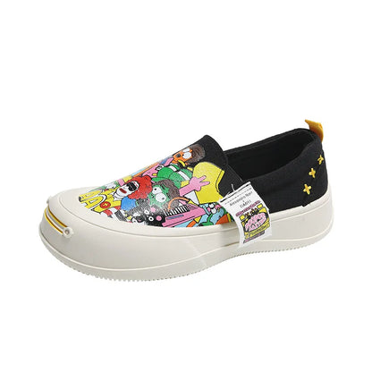 Plataforma de mujeres zapatos vulcanizados 2024 Mujer nueva gruesa Suele de mocasines Fashion Graffiti zapatillas para al aire libre zapatos deportivos