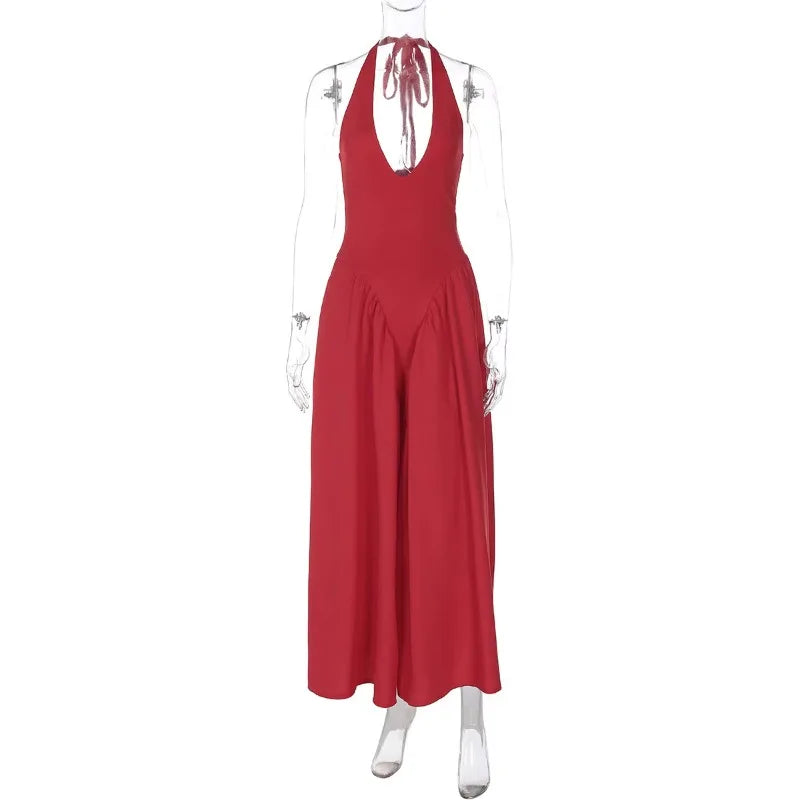 Talenza Backless Deep V Spliced Long Dress Summer Women's Sexy Party Kjole Halter Ny mode Slim hvid ærmeløs lang kjole