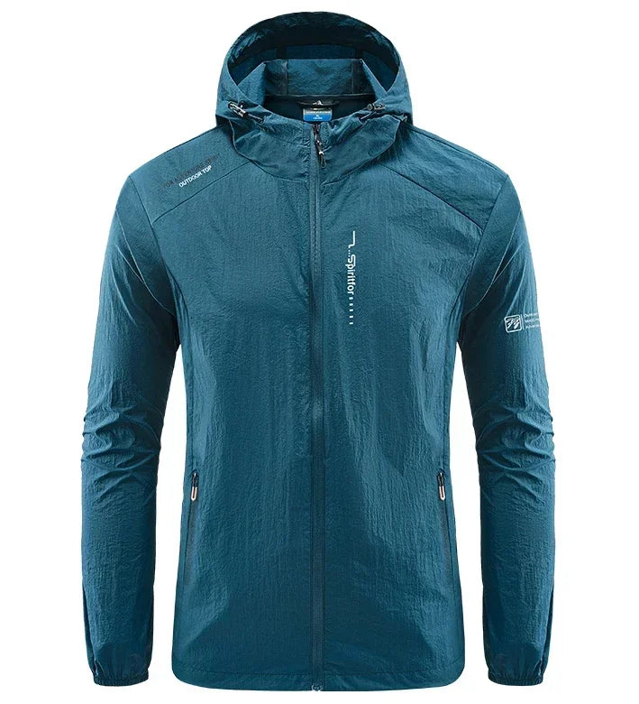 Summer Outdoor Szybki suchy słońce cienki kurtka Mężczyźni wędkarski Rybołówstwo z kapturem sportowy sport Ultra lekkie płaszcze