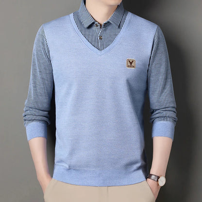 Suéter de punto de vellón macho suéter para hombres de otoño camiseta de invierno suéteres beige azul marino azul coreano top coreano