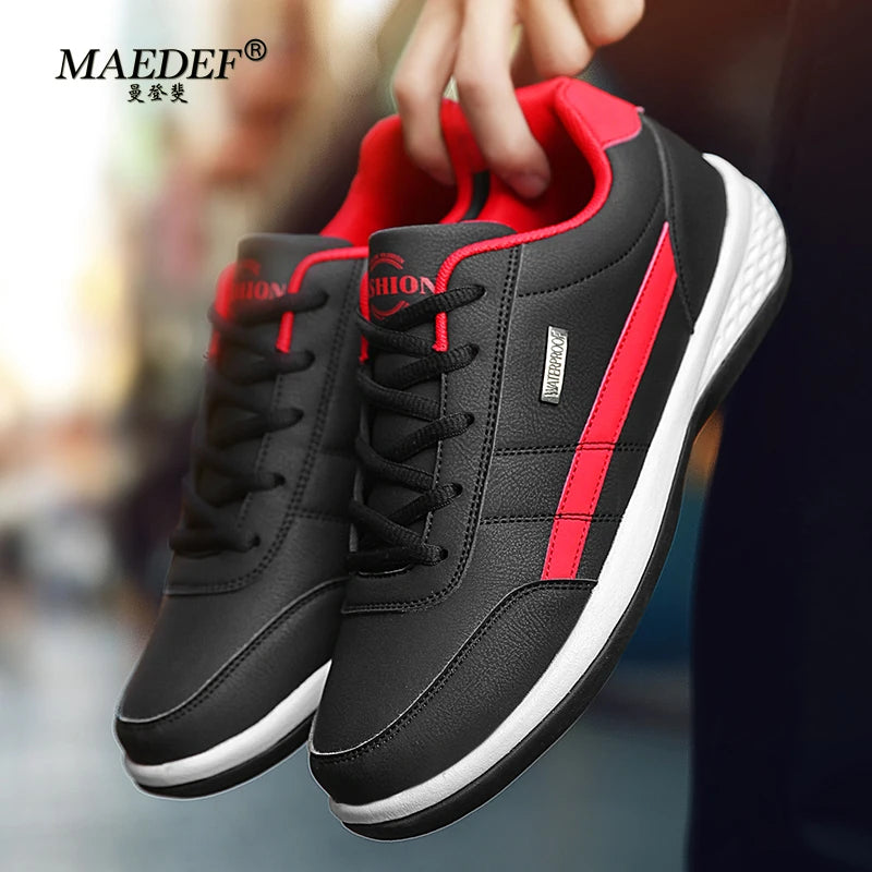 Maedef schoenen voor mannen lederen sneaker waterdichte casual comfortabele heren sneaker veterschoenen gevulkaniseerd man schoenmasculino