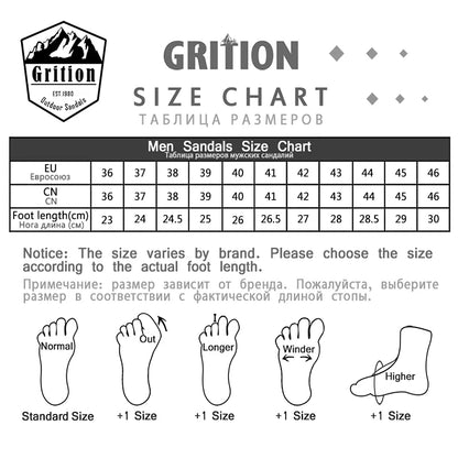 GRITION Men Sandals Outdoor Fashion Summer Beach Shoes Male Casual Hiking Rubber Trekking Non Slip Breathable Size 46 2021 Hot