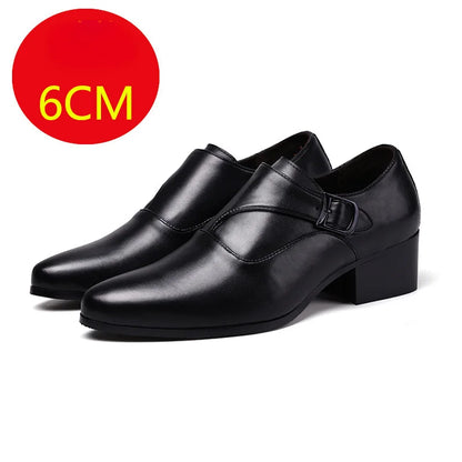 Leather Men Dress Shoes High Heel British Mens Elevator Business Shoes Wedding Party Male Oxford Footwear Increasing 6/8cm