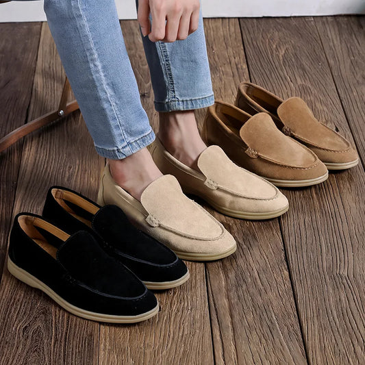 Chaussures décontractées pour hommes Cow Suede Véritage en cuir Men de style britannique Classic British Style Moccasins Mens Light Confortable Driving Flats