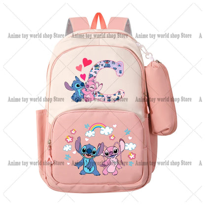 Lilo & Stitch Anime Backpack Pencil Case 2pcs Girl Student Teenager Book Bags Men Rucksack Travel Backpack Mochila Escolar Gift