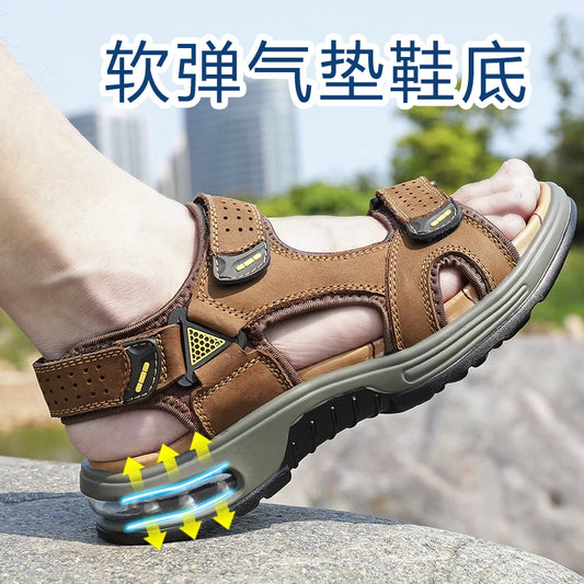 Summer Men Sandals Genuine Leather Mens Casual Shoes Outdoor Men Leather Sandals for Men Beach Shoes Roman mens Shoes