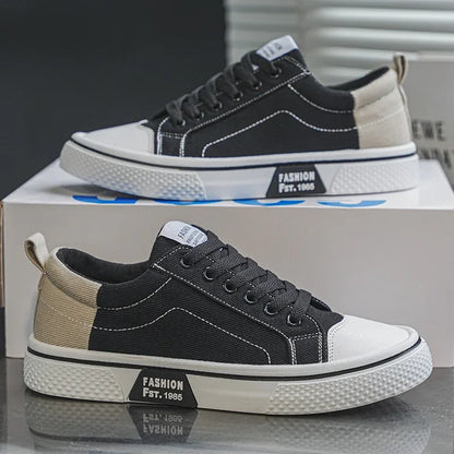 Men's New Sports and Casual Canvas Board Shoes Soft Soles Men's Trendy Lace Up Breathable Versatile Spring and Autumn Sneakers