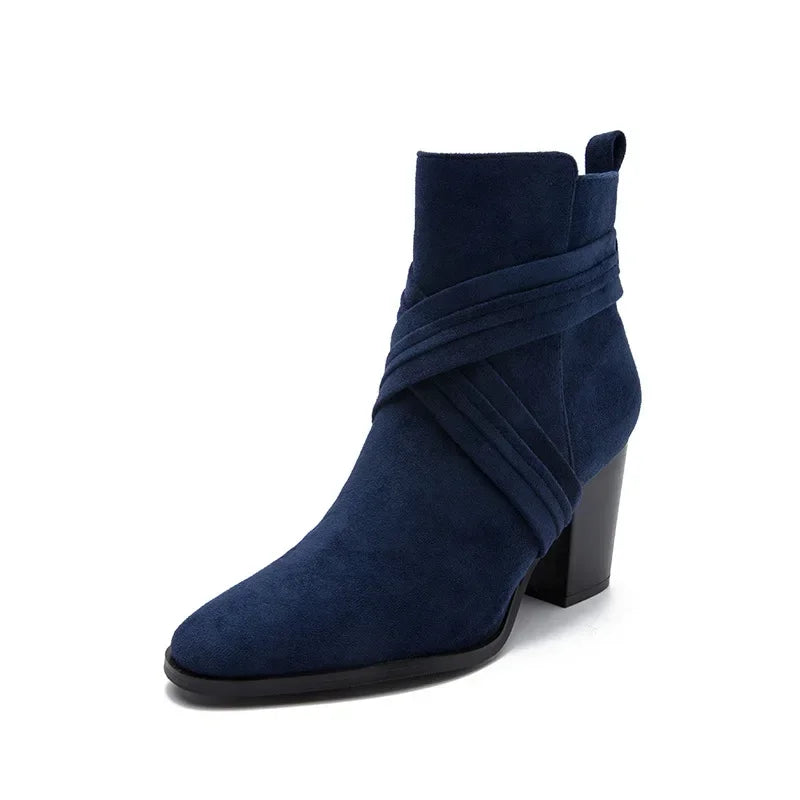 Ankle Boots for Women New Fashion Woman Autumn Pointed Toe High Heels Zipper Pumps Female Short Booties Zapatos De Mujer 2024