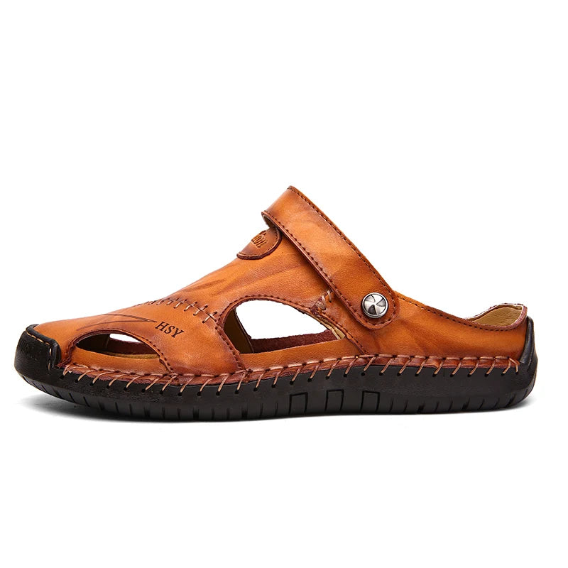 Men de verano Sandalias Genina cuero zapatos casuales zapatos de cuero para hombres para hombres zapatos de playa zapatos para hombres romanos zapatos