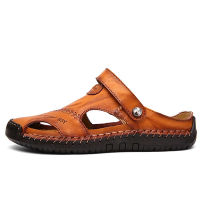 Men de verano Sandalias Genina cuero zapatos casuales zapatos de cuero para hombres para hombres zapatos de playa zapatos para hombres romanos zapatos