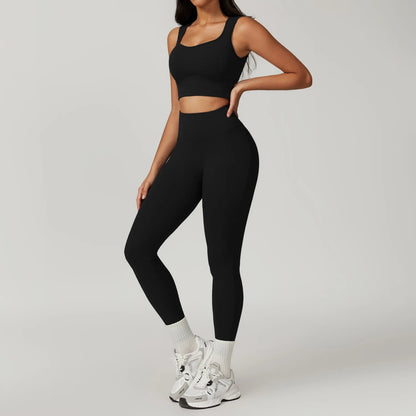 Women's Clothes 2pcs Gym Yoga Suit Sports Set Workout Tracksuit Breathable Sexy Bra Fitness Bell-bottoms Leggings Athletic Wear