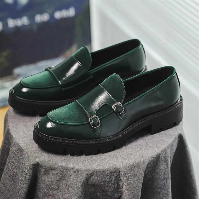 Loafers menn Lærsko Tykk-Soled British Style Black Formal Business Shoes Fashion Luxury Slip-On Casual Shoes Big Size 46