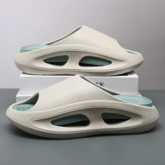 Comwarm Ny sommerplattform tøfler for menn Ikke-sklips Åpne tå flip flops menn mote strand sandaler bad tøfler utendørs