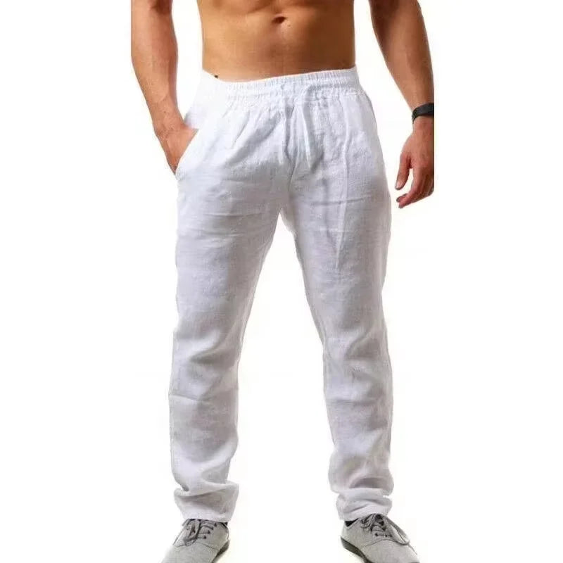 2024 Sommer Neue Herrenmodie Street Hip Hop Sportshosen Komfortable atmungsaktive Baumwollflachs Lose Casual Seil Jogging Hosen