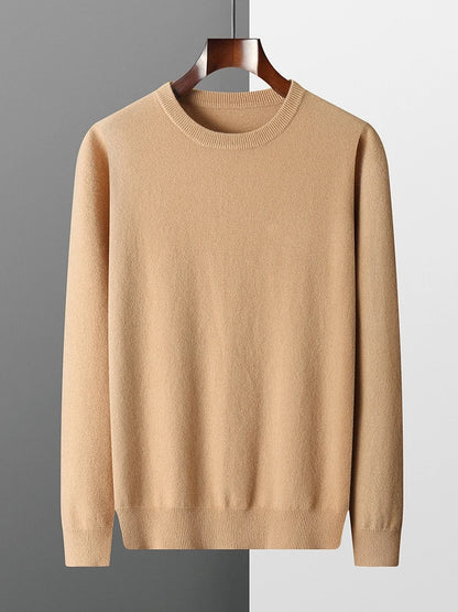 Mvlyflrt 100% puro suéter de lana merino para hombres tops de columna de cuello redondo otoño suéter de color sólido delgado versátil básico