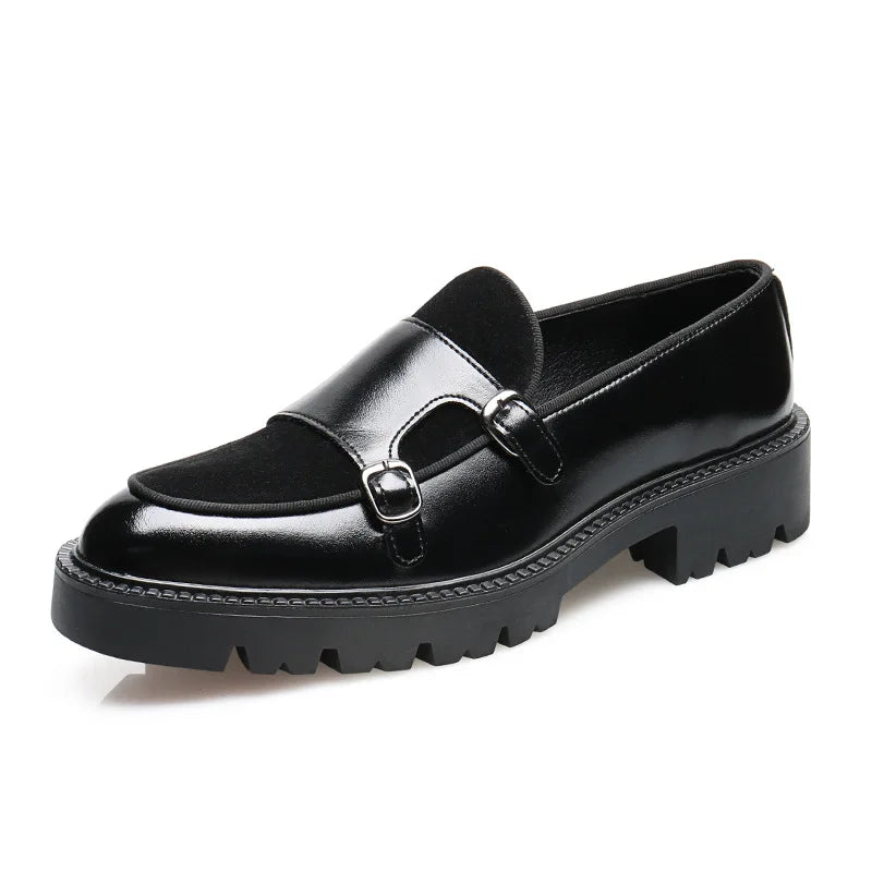 Loafers menn Lærsko Tykk-Soled British Style Black Formal Business Shoes Fashion Luxury Slip-On Casual Shoes Big Size 46