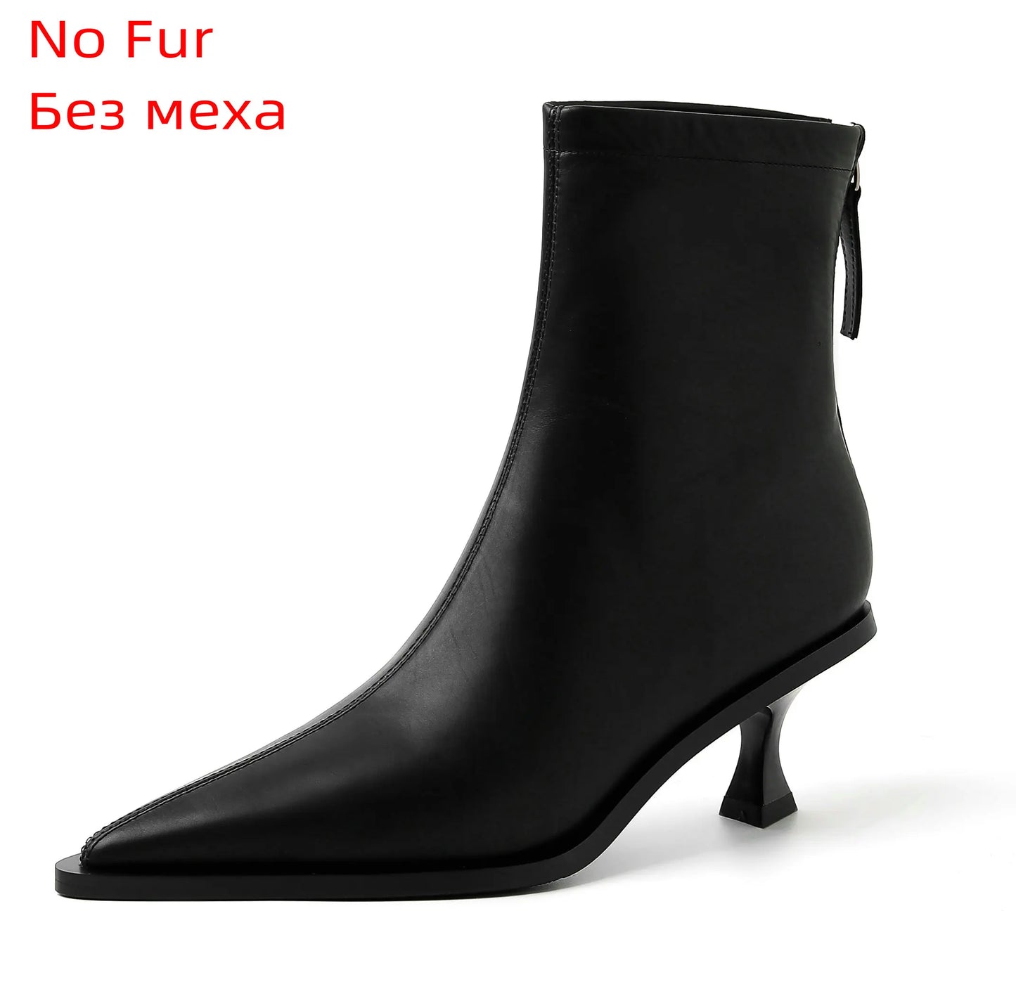 QUTAA 2025 Fashion Women Ankle Boots Sexy Autumn Winter Pointed Toe High Heels Genuine Leather Casual Black Shoes Size 34-43