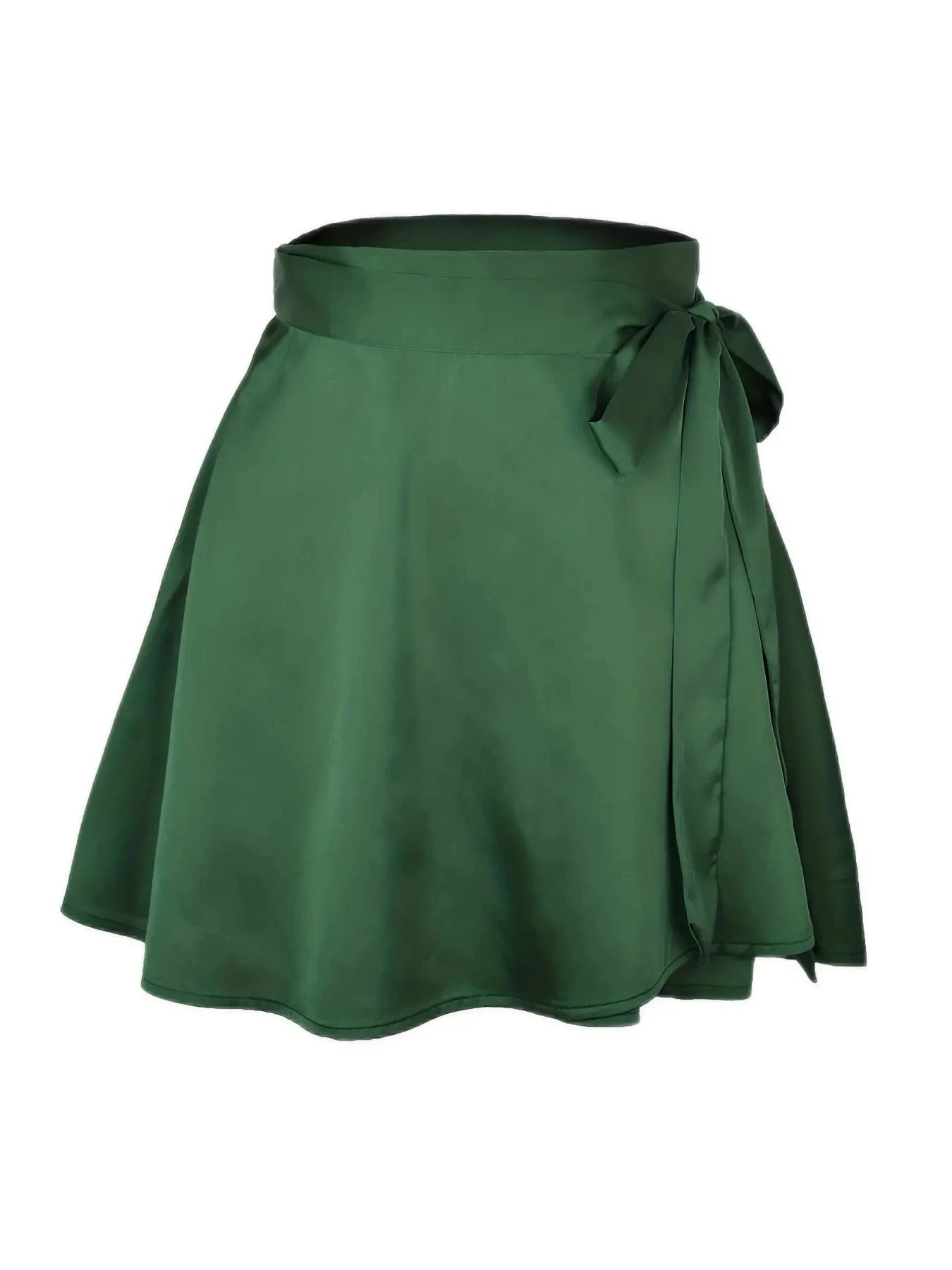 Wrap Green Satin Mini Skirt WomenRuffle Black Vintage Style Korean SilkPink Skirts Short Kawaii Lolita ClothingSummer Beach