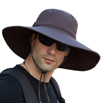 Men's Waterproof Fabric Mountaineering Hat Male Anti-UV Sun Hats Outdoor Fishing Cap Wide Brim Caps Bucket Hat Boonie Hat Gorros