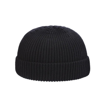 Autumn  Winter Short Warm Melon Hat Men Knitted Round Top Brimless Cold Hat Women Street hip-hop Wool Beanie