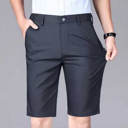 Casual Shorts Men Summer New Fashion Business Straight Elastic Thin Short Pants High Quality Smart Casual Trousers Male Clothes