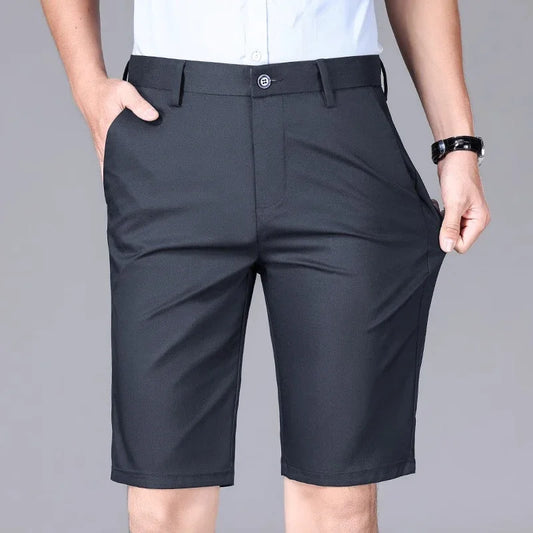 Casual Shorts Men Summer New Fashion Business Straight Elastic Thin Short Pants High Quality Smart Casual Trousers Male Clothes