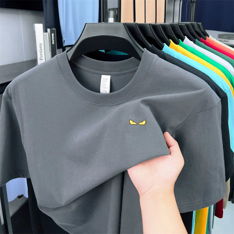 High-end Quality Men's T-shirt 100Cotton O-Neck Pattern Embroidery Short Sleeve Summer New Fashion Trend Half Sleeve Men's Wear