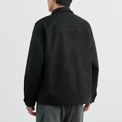 Ráncellenes finomszőtt twill férfi gallér dzseki tavaszi őszi trend enyhén laza patchwork munkaruhák alkalmi kabát