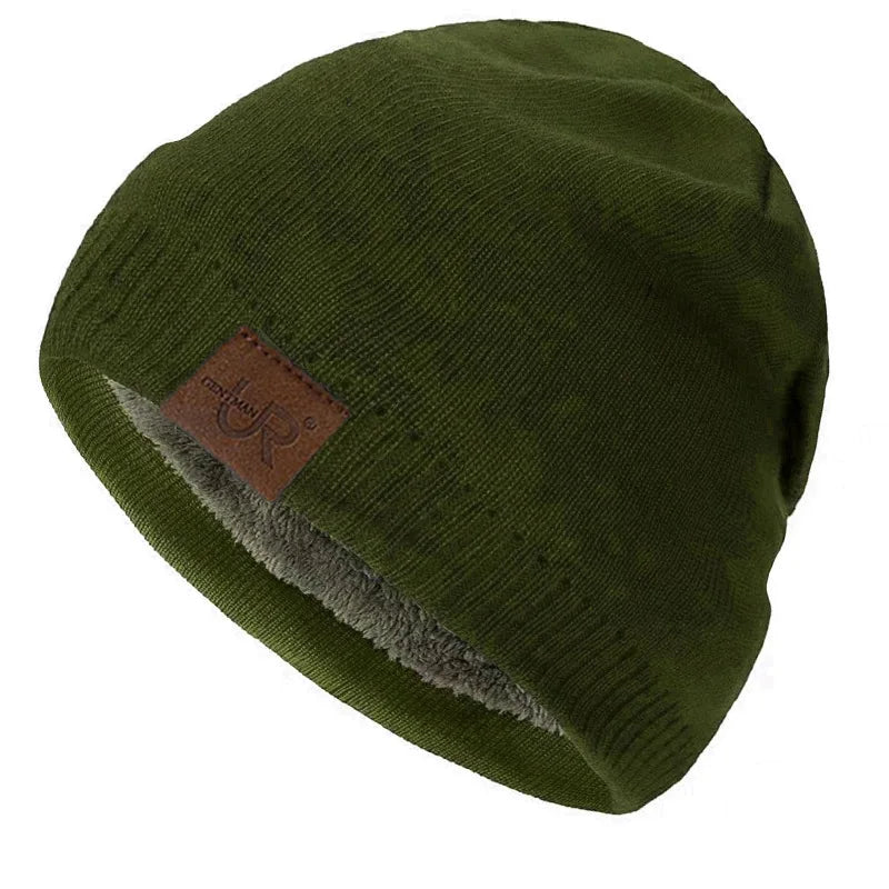 Unisex brýnni labal vetrarhúfur Solid litur prjónaðir hattar fyrir karla og konur Beanie Cap Outdoor Bæta við skinnfóðri hlýjar íþróttahúfur