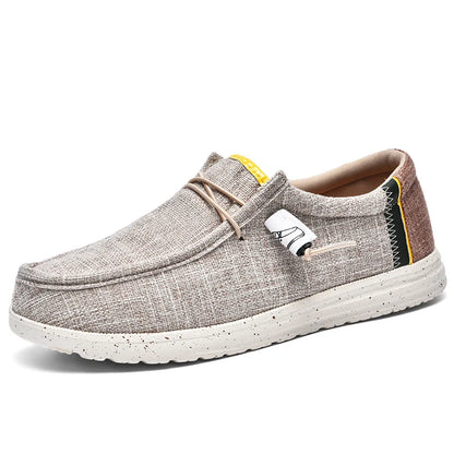 Men's Casual Canvas Shoes Breathable Slip-On Loafers Men Comfortable Flat Sneakers Lightweight Driving Boat Shoes Male Lazy Walk