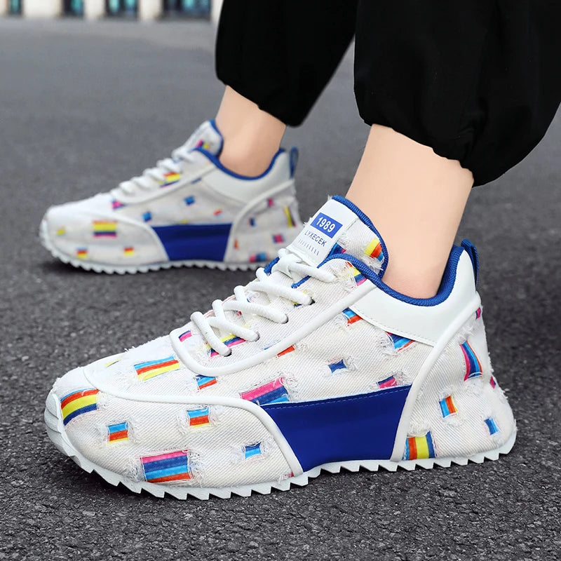Canvas shoes Men's shoes summer breathable casual flat shoes trend all match sports sense letter cloth shoes round head fashion