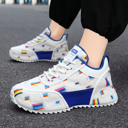 Canvas shoes Men's shoes summer breathable casual flat shoes trend all match sports sense letter cloth shoes round head fashion