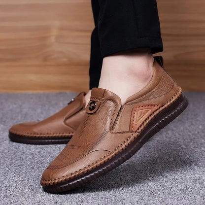 Man retro penny handgemaakte loafer echte koesleer niet-slip zachte klassieke schoenen naaien comfortabel casual slip-on lente zomer