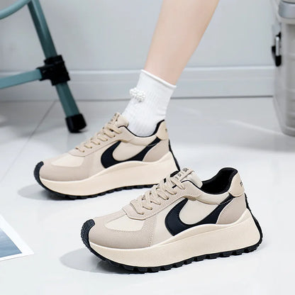 Women Flats Disual Sport Sneakers الخريف أزياء جديدة المشي Comort Women Outdoor Comort Lace-Up Runninng Shoes Zapatillas Mujer