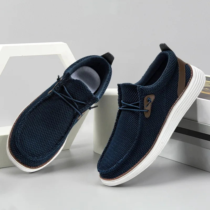 Fujeak Men's Breathable Casual Canvas Slip Shoes Comfort Slip-on Male Loafer Soft Loafers Lightweight Working Shoes