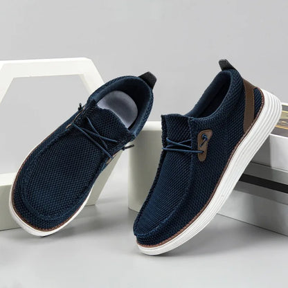 Fujeak Men's Breathable Casual Canvas Slip Shoes Comfort Slip-on Male Loafer Soft Loafers Lightweight Working Shoes