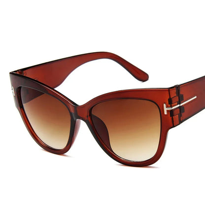 New Brand Sunglasses Women Luxury Designer T Fashion Black Cat Eye Oversized Sunglasses Female Gradient SunGlasses Oculos 2024
