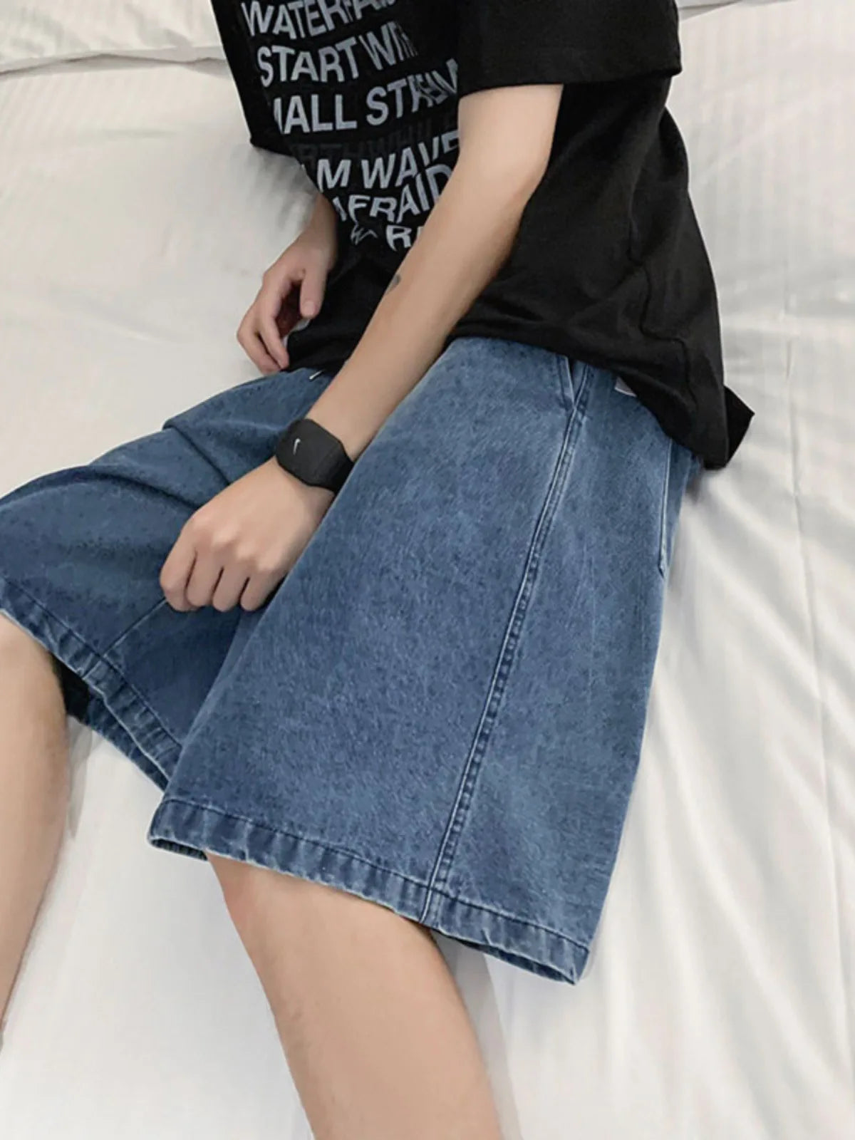 Été féminin 2025 Sliming A-Line Lâche Jeans de cinq quarts Orts High Wide jambe Cool Feeling Orts pour Junior ...